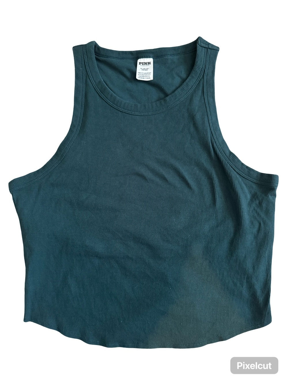 PINK Victoria's Secret Dark Teal Ribbed Crop Tank-C8